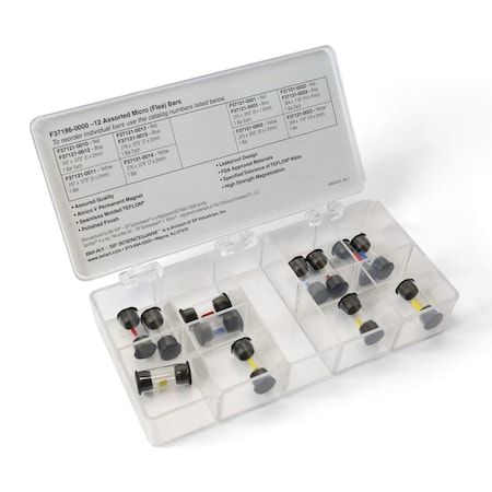 Bel-Art Spinbox Teflon Micro (Flea) Magnetic Stir Bar Assortment 12/PK MPN:F37186-0000