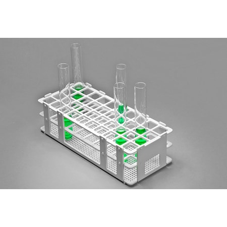 Bel-Art No-Wire Test Tube Rack: For 16-20mm Tubes, 40 Places, White MPN:F18745-0002