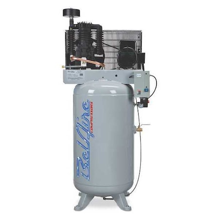 Air Compressor, 7.5 HP, 80 gal., 2-Stage, Phase: 3 MPN:338VLE