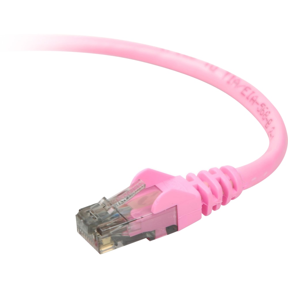 Belkin High Performance - Patch cable - RJ-45 (M) to RJ-45 (M) - 5 ft - UTP - CAT 6 - molded, snagless - pink - - A3L98005PNKS MPN:A3L980-05-PNK-S