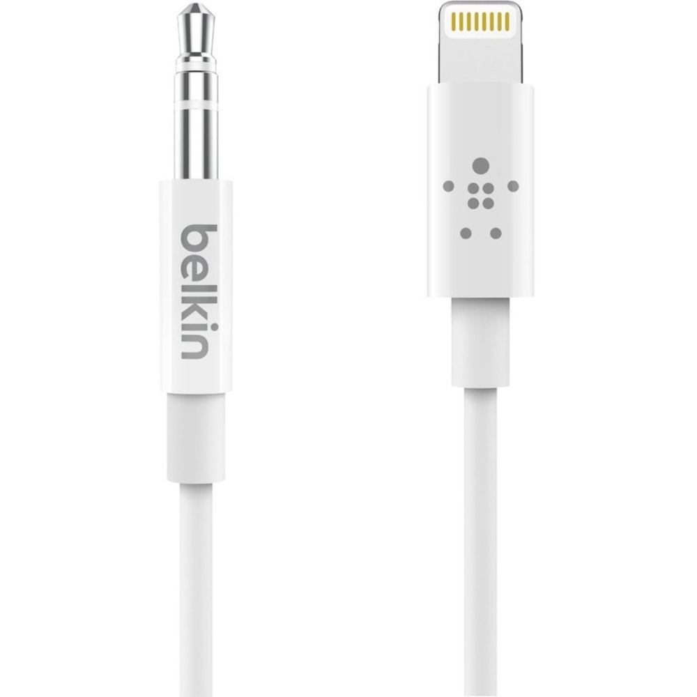 Belkin 3.5 mm Audio Cable With Lightning Connector - 3 ft Lightning/Mini-phone Audio/Data Transfer Cable - AV10172BT03WHT MPN:AV10172BT03-WHT