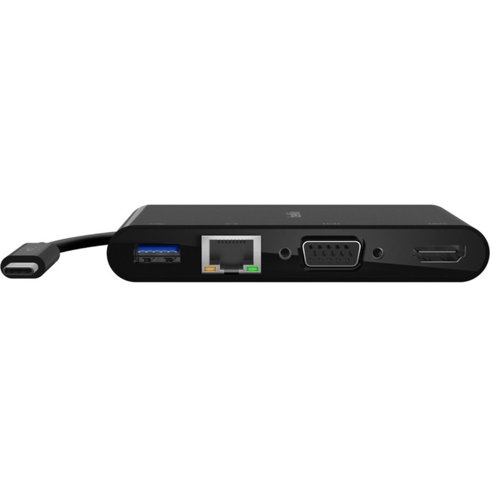 Belkin USB-C Multiport Adapter, USB-C to HDMI, USB A 3.0, VGA, Ethernet, up 4k Resolution, AVC005BKBL MPN:AVC005BK-BL