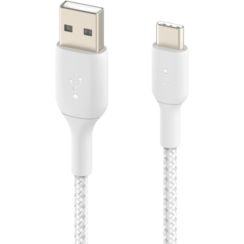 Belkin BoostCharge Braided USB-C to USB-A Cable (2 meter/6.6 foot, White) - 6.6 ft USB/USB-C Data Transfer Cable - CAB002BT2MWH MPN:CAB002BT2MWH