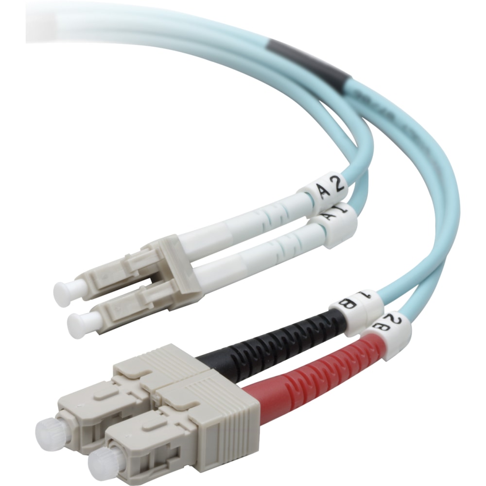 Belkin 5M Fiber Optic Cable: 10Gb Aqua Multimode LC/SC Duplex, 50/125 OM3 - Patch cable - LC multi-mode (M) to SC mult - F2F402L705MG MPN:F2F402L7-05M-G