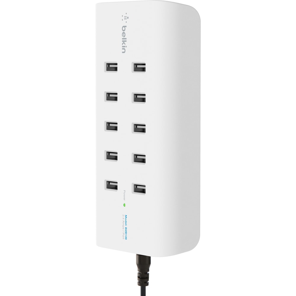 Belkin RockStar 10-Port USB Charging Station - 120 W - 120 V AC, 230 V AC Input - 5 V DC Output - 2.40 A - 1 MPN:B2B139