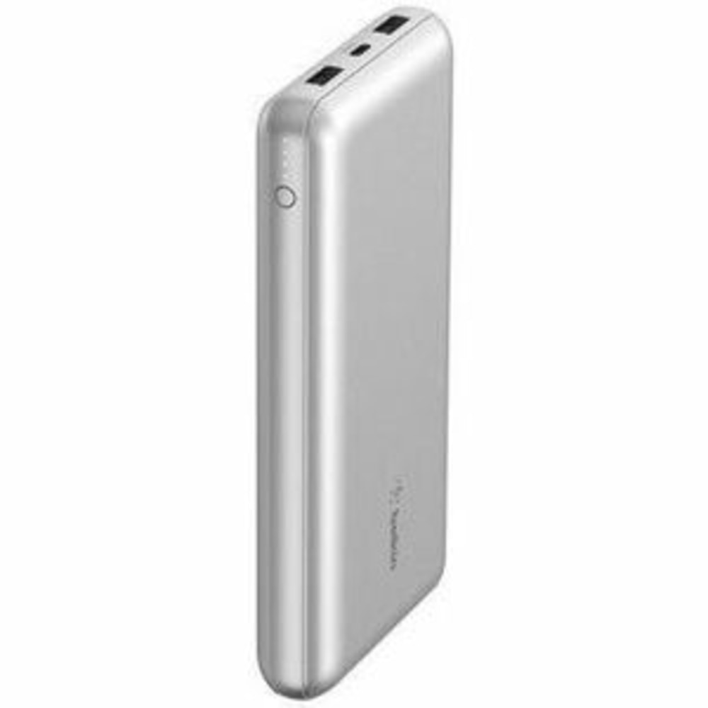 Belkin 15W 3-port USB Power Bank - 20K mAh - 2xUSB-A (12W), 1xUSB-C (15W) - Portable Charger - w/ USB-A to USB-C Cable - Silver - - BPB012BTSL MPN:BPB012BTSL