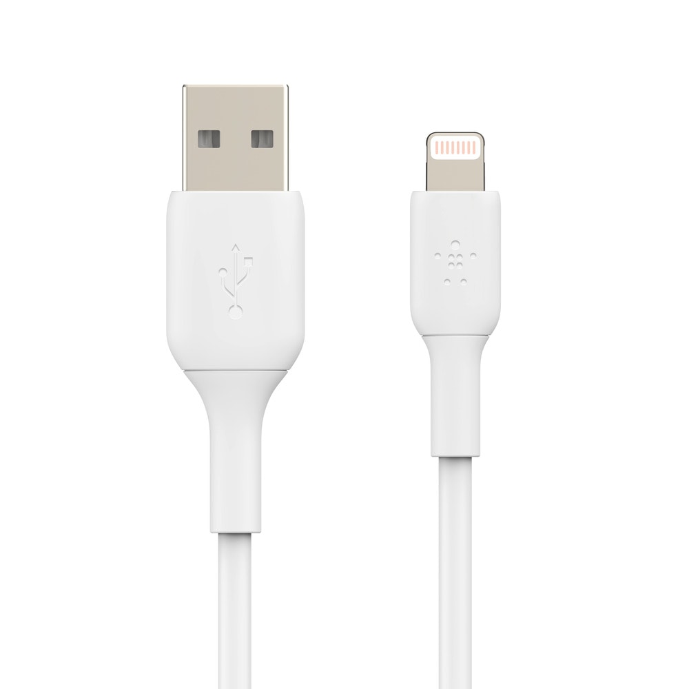 Belkin BoostCharge USB-A To Lightning PVC Cable 2-Pack, 1M/ 3.3 FT, White MPN:CAA001BT1MWH2PK