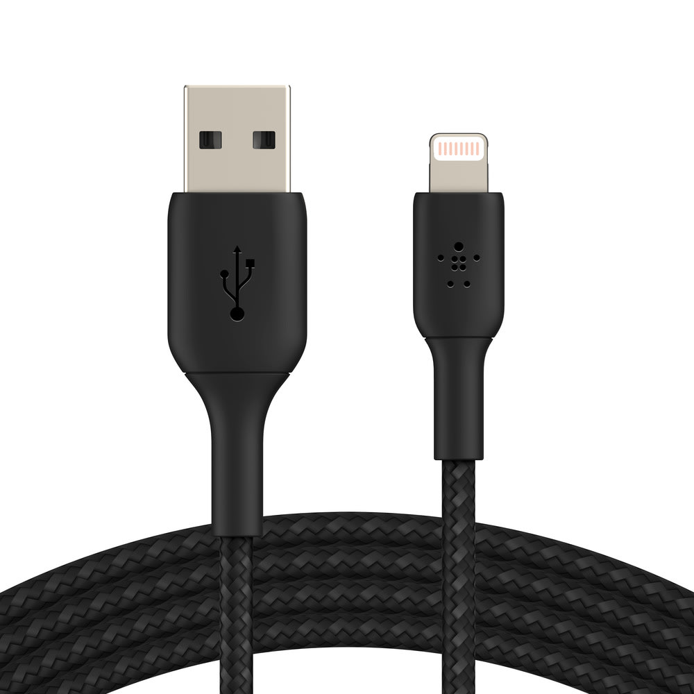 Belkin Braided Lightning Cable USB-A To Lightning, 6.5ft/2m, Black MPN:CAA002BT2MBK