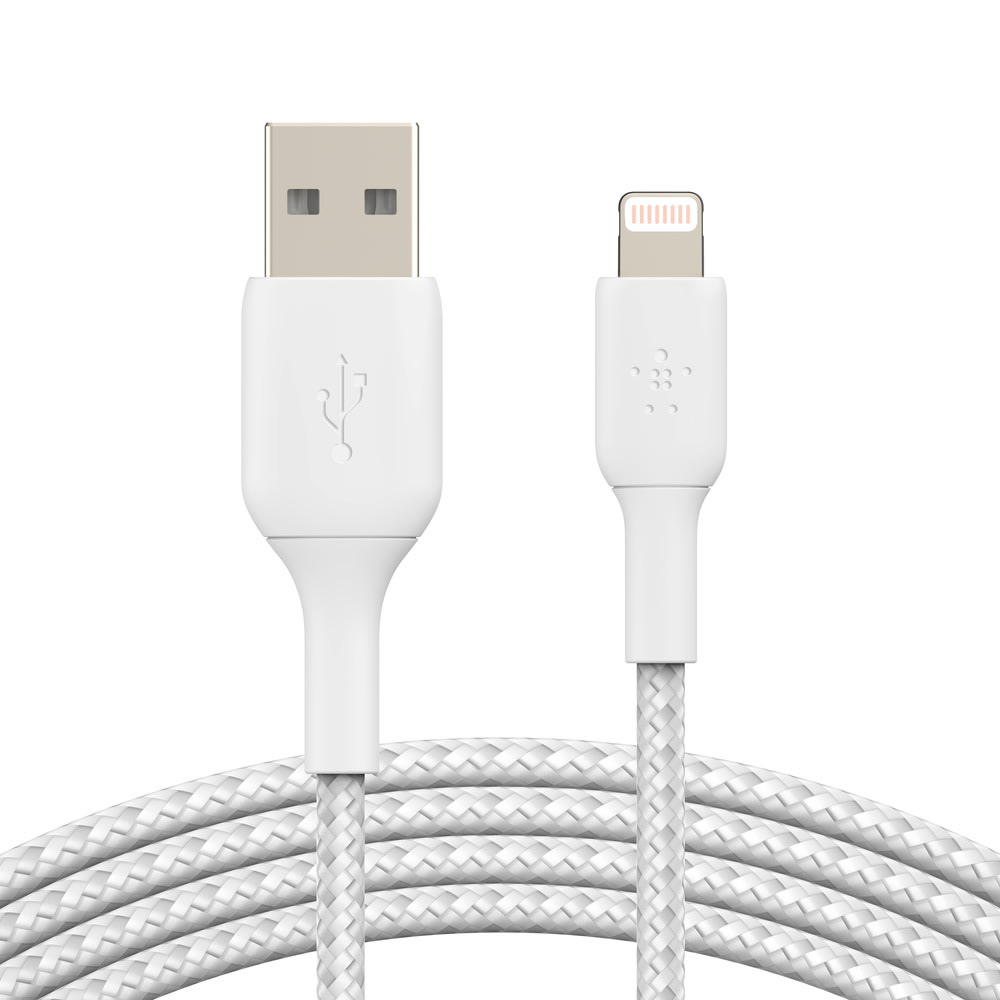 Belkin BoostCharge Braided USB-A To Lightning Cable - 6.6ft/2M, White MPN:CAA002BT2MWH