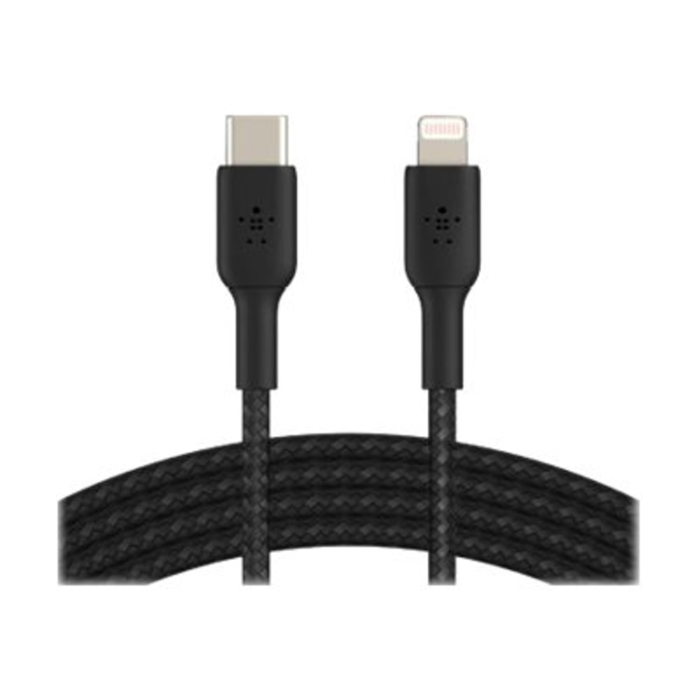 Belkin 30W USB-C to Lightning Cable - Nylon, Braided - M/M - 2m/6.6ft - Black - 6.56 ft Lightning/US - CAA004BT2MBK MPN:CAA004BT2MBK