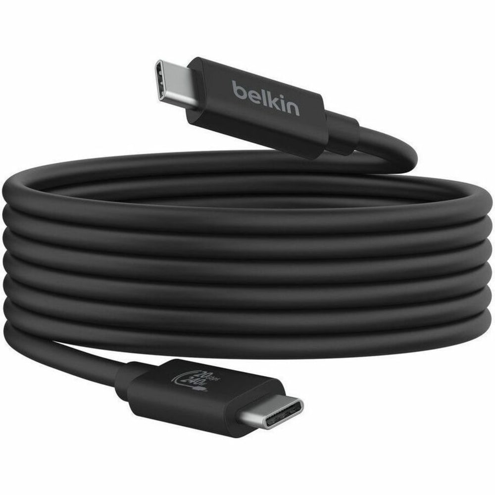 Belkin USB4 Cable, 240W + 20Gbps - 6.56 ft USB4 A/V/Power/Data Transfer Cable - INZ004BT2MBK MPN:INZ004BT2MBK