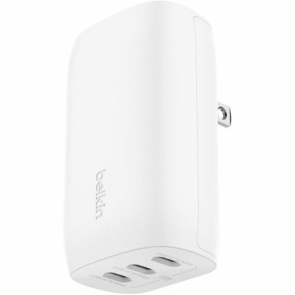 Belkin 67W Portable 3-Port USB-C Wall Charger - 3xUSB-C (67W Total) - Fast Charging - Power Adapter - White - 67 W - White MPN:WCC002DQWH