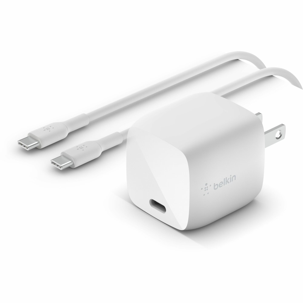 Belkin BoostCharge 30W USB-C GaN Wall Charger (USB-C Cable included) - Power Adapter - White MPN:WCH001DQ1MWH-B6