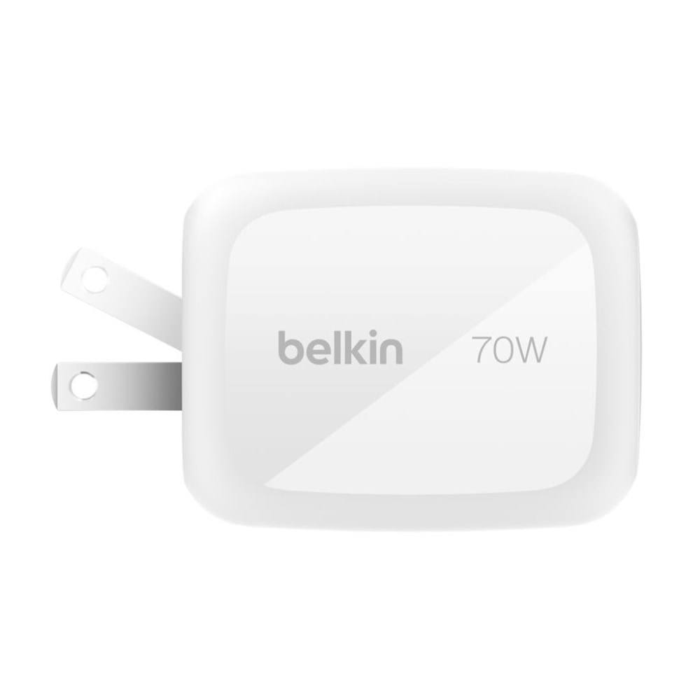 Belkin 70W GaN 3-Port USB Wall Charger - 1xUSB-A, 2xUSB-C - Foldable Prongs - Power Adapter - White - 70 W - United States MPN:WCH018DQWH