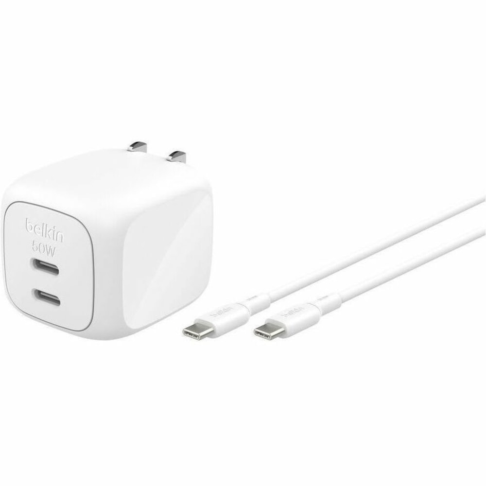 Belkin Dual USB-C GaN Wall Charger 50W - 50 W - 5 A MPN:WCH019DQ1MWH-B6