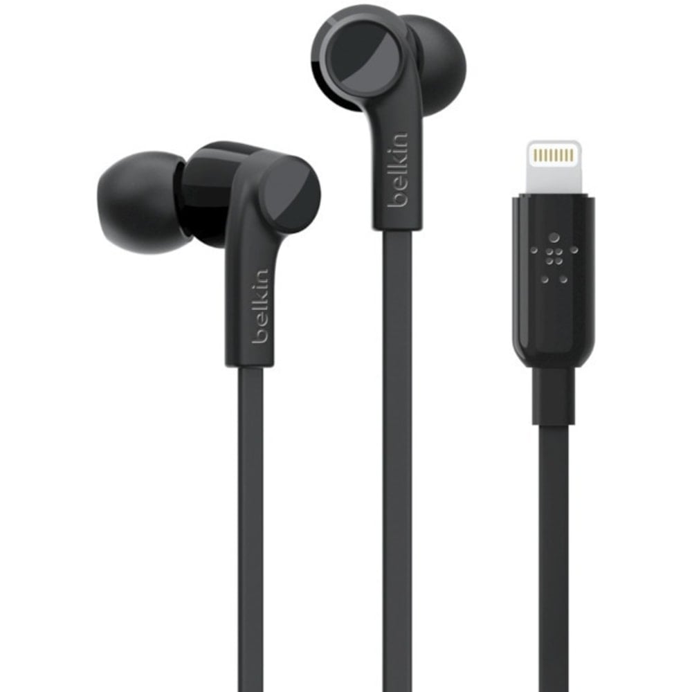 Belkin SOUNDFORM Wired Earbuds with Lightning Connector - Stereo - Lightning Connector - Wired - Earbud - Binaural - In-ear - 3.67 ft Cable - Black MPN:G3H0001BTBLK