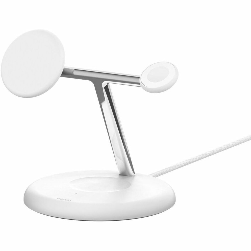 Belkin BoostCharge Pro Cradle - Wireless - iPhone, Apple Watch, AirPods - 3 Slot - Qi2 - Charging Capability - White MPN:WIZ023TTWH