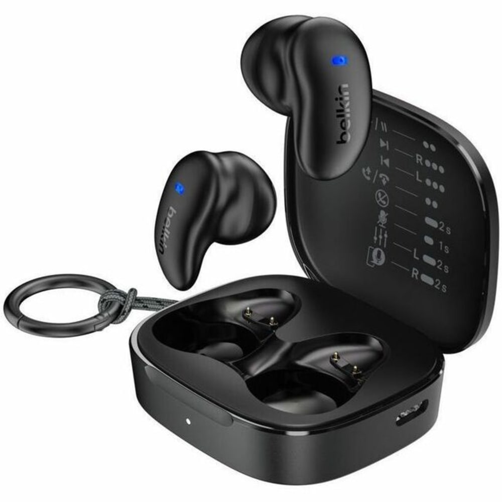 Belkin SoundForm Anywhere AUC014FQBK Earset - Stereo - True Wireless - Bluetooth - Earbud - Binaural - In-ear - Black MPN:AUC014FQBK