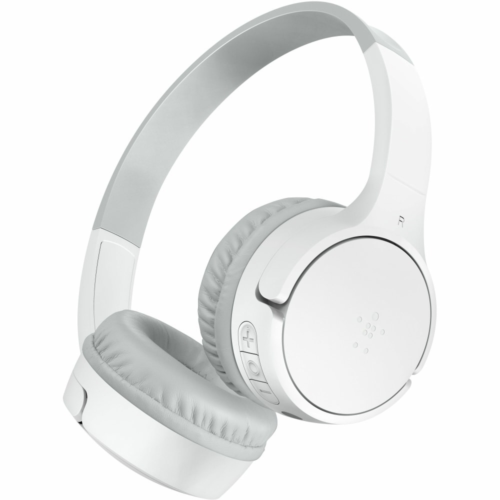 Belkin Wireless Bluetooth On-Ear Headphones for Kids w/ Mic, 85dB Limit, w/ USB-C Cable, Headset, White MPN:AUD002BTWTV3