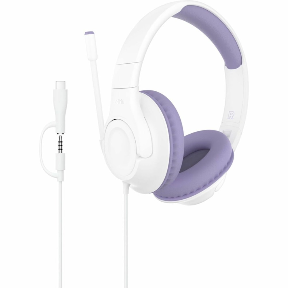 Belkin SoundForm Inspire Wired Over-Ear Headset for Kids, Lavender/White MPN:AUD007FQLV
