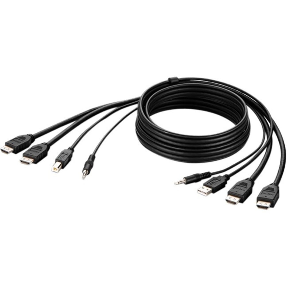 Belkin Dual HDMI High Retention + USB A/B + Audio Passive Combo KVM Cable - 6 ft - Black - TAA Compliant MPN:F1DN2CCBL-HH6T