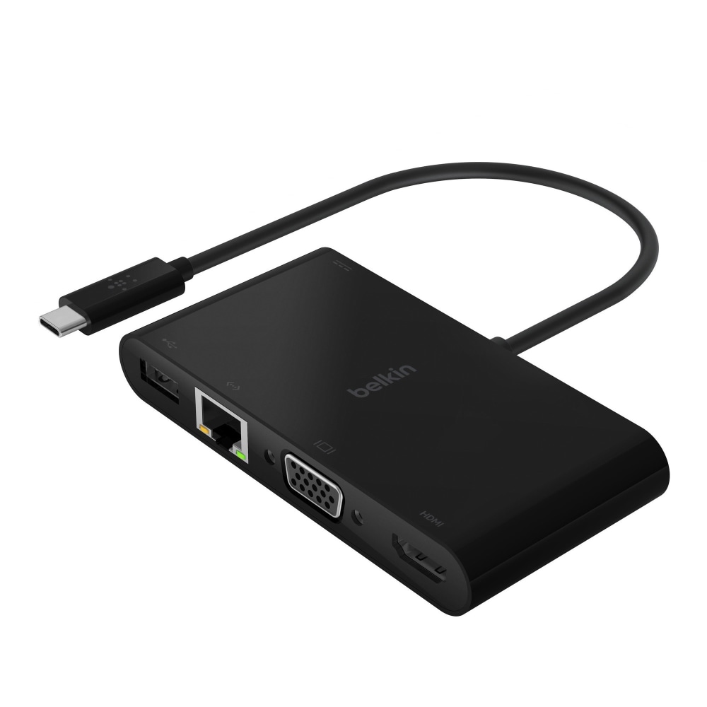 Belkin USB-C Multiport Adapter, USB-C to HDMI - USB A 3.0 - VGA, up to 100W Power Delivery, up 4k Resolution - - AVC004BKBL MPN:AVC004BK-BL