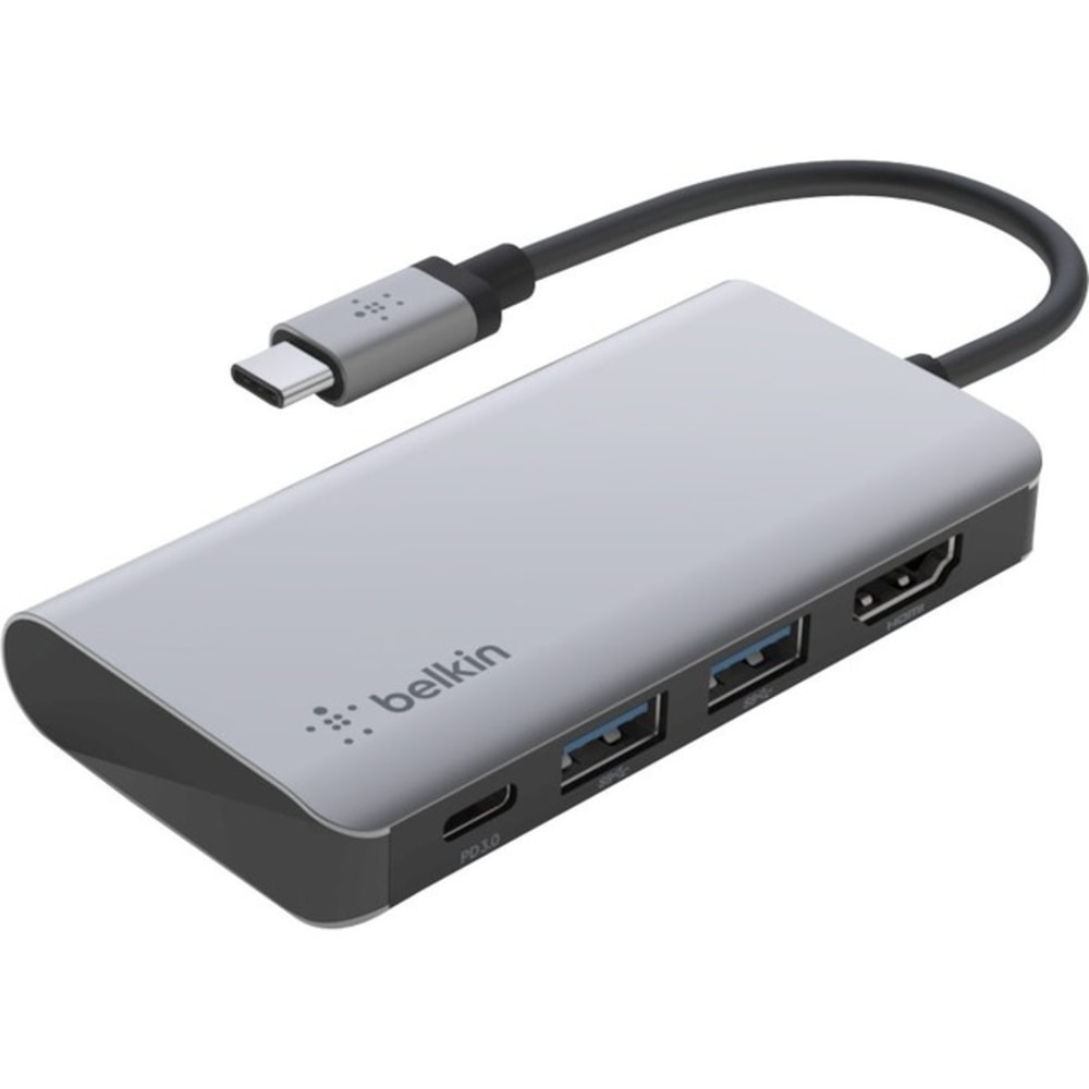 Belkin USB-C 4-in-1 Multiport Adapter, Laptop Docking Station, 2x USB-A 3.0, 4k HDMI, 100W Power Delivery - USB Type C - USB Type-C - Wired MPN:AVC006BTSGY