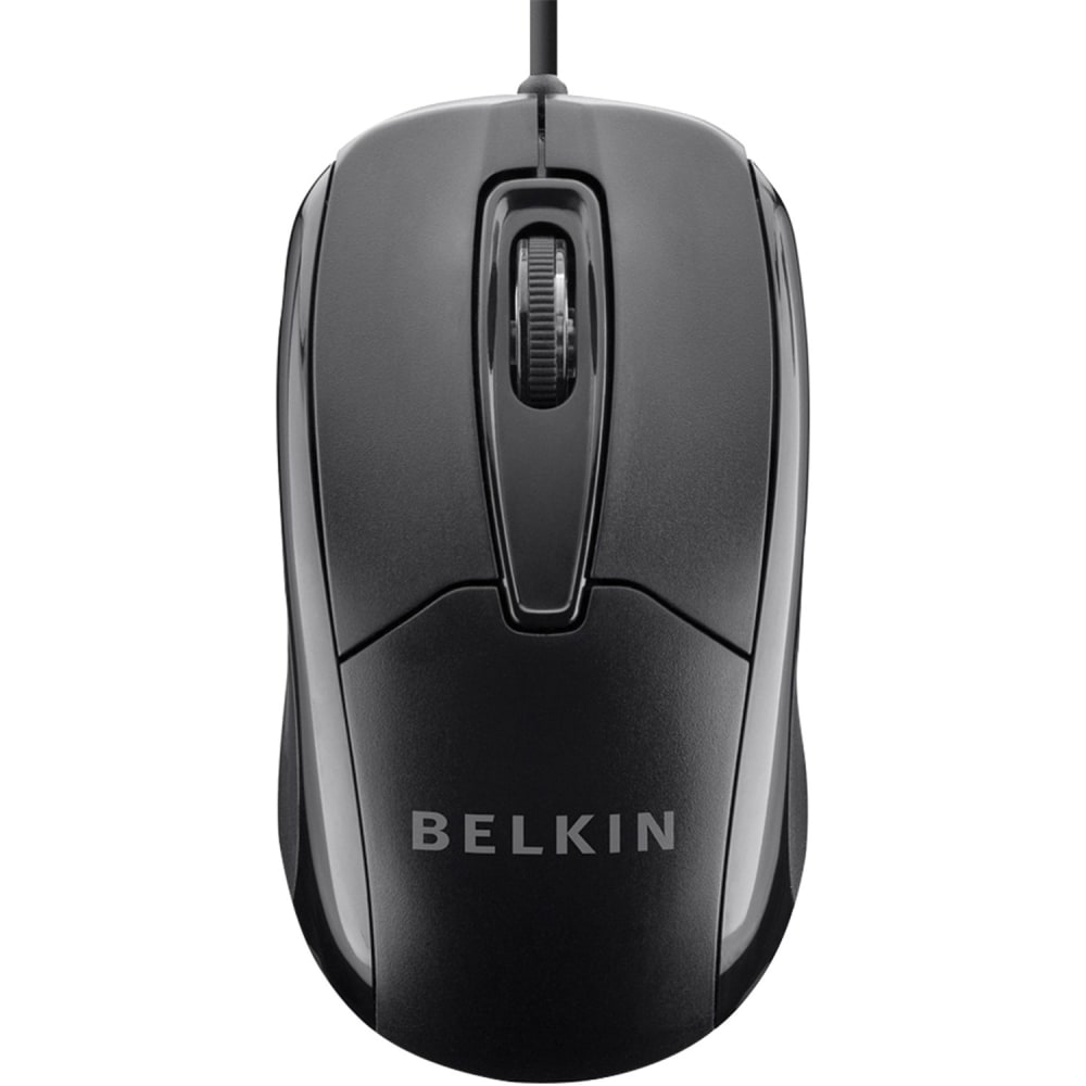 Belkin Wired USB Ergonomic Mouse - Optical - Cable - USB - 800 dpi - Scroll Wheel - 3 Button(s) - 1 MPN:F5M010QBLK
