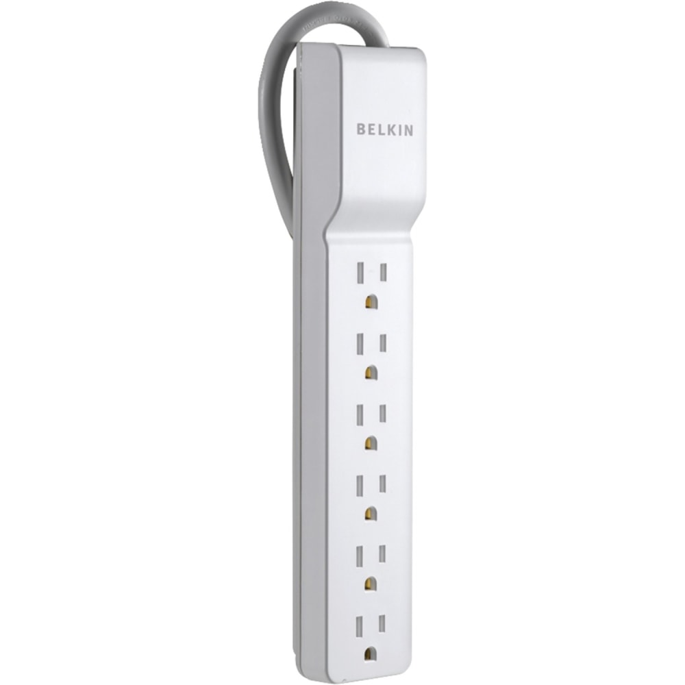 Belkin 6 Outlet Power Strip Surge Protector with 6ft Power Cord - 720 Joules - White - Receptacles: 6 x NEMA 5-15R - 720J MPN:BE106000-06-CM