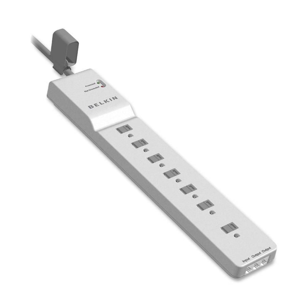 Belkin Home/Office Series Surge Protector, 7 Outlets, Phone Line Protection, 12ft Cord, 2160 Joules, White MPN:BE107200-12