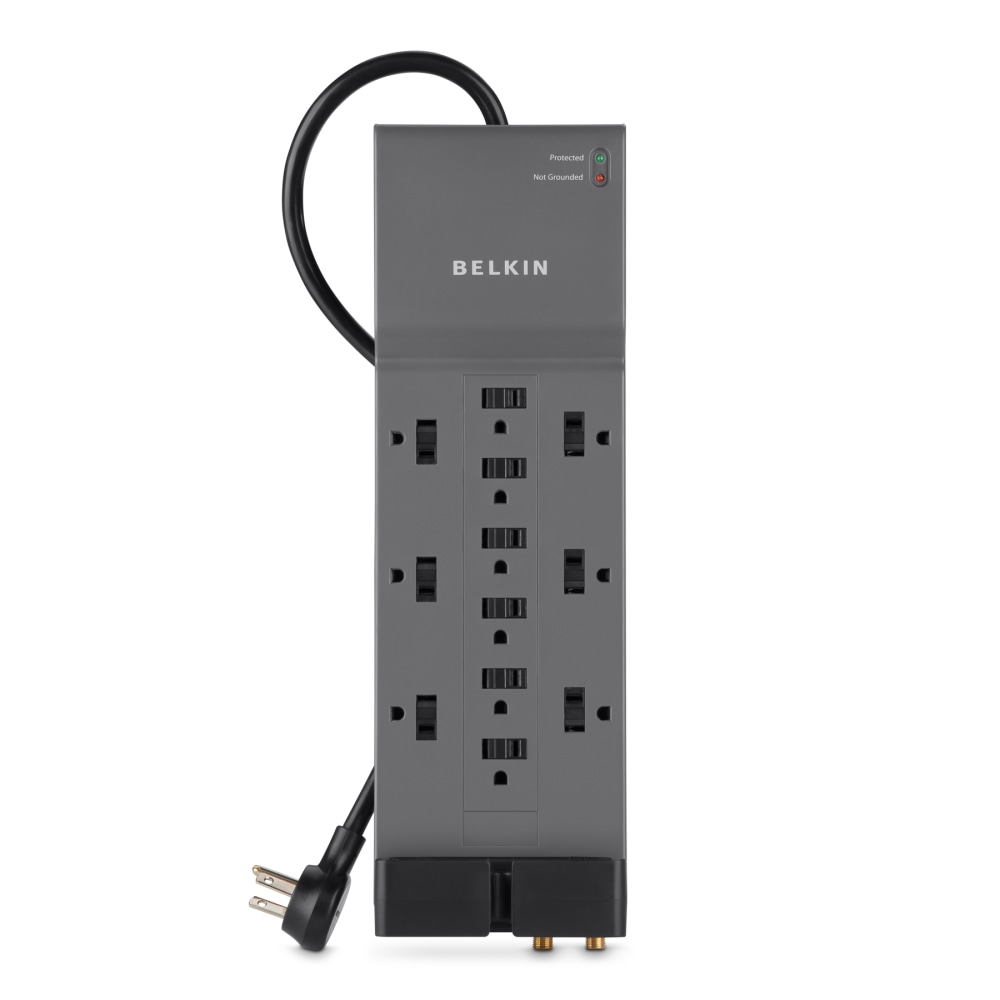 Belkin Home/Office Series Surge Protector, 12 Outlets, Phone Line And Coaxial Protection, 8ft Cord, 3780 Joules, Black MPN:BE112230-08