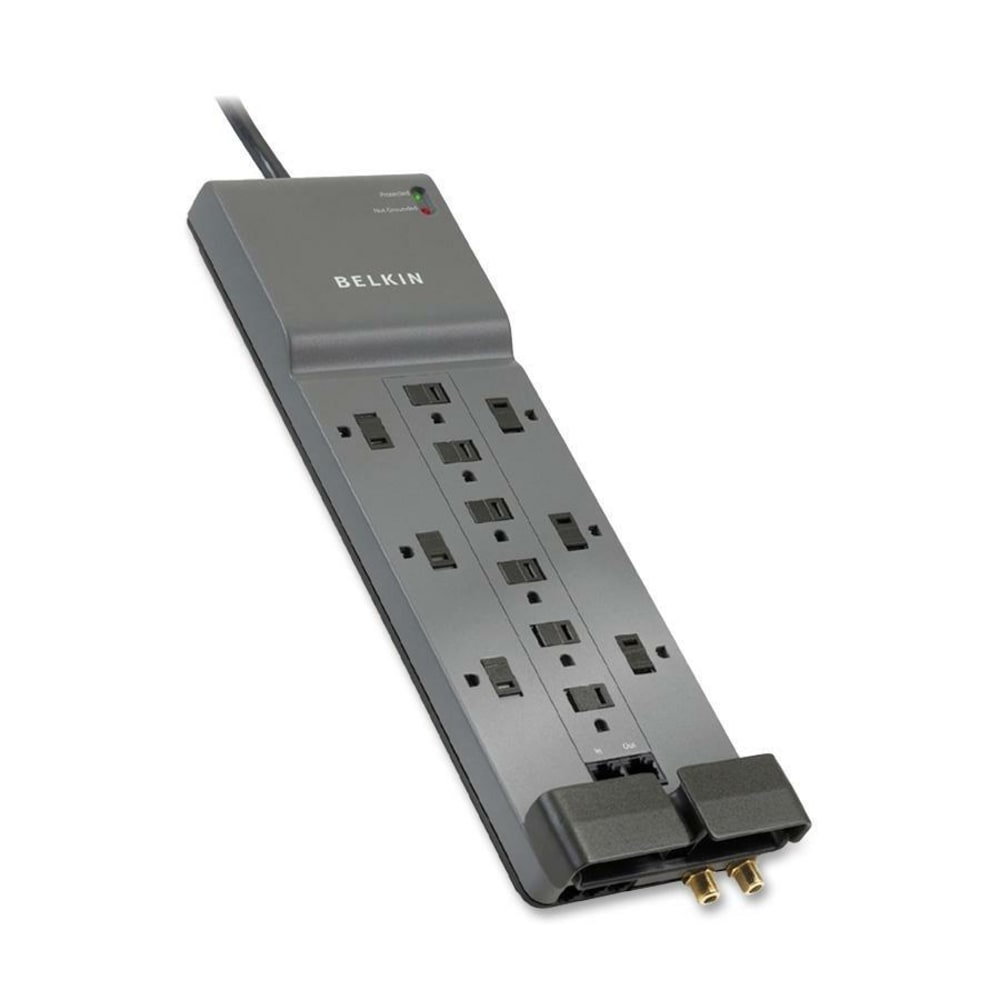 Belkin Home/Office Series Surge Protector, 12 Outlets, 10ft Cord, 3996 Joules, Phone/Ethernet/Coaxial Protection MPN:BE112234-10