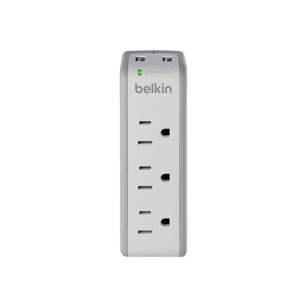 Belkin 3 Outlet Home and Office Surge Protector Wall Mountable with 2 USB-A ports - 918 Joules - White - BST300 MPN:BST300