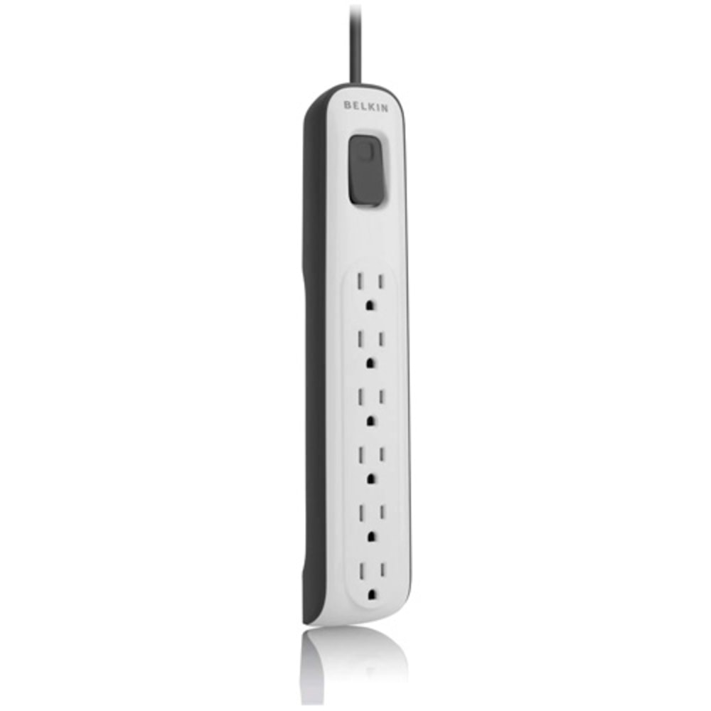Belkin 6 Outlet Surge Protector with 4ft Power Cord - 630 Joules - 6 x AC Power - 1875 VA - 630 J - 125 V AC Input - 125 V AC Output - 30 kA - 4 ft MPN:BV106000-04