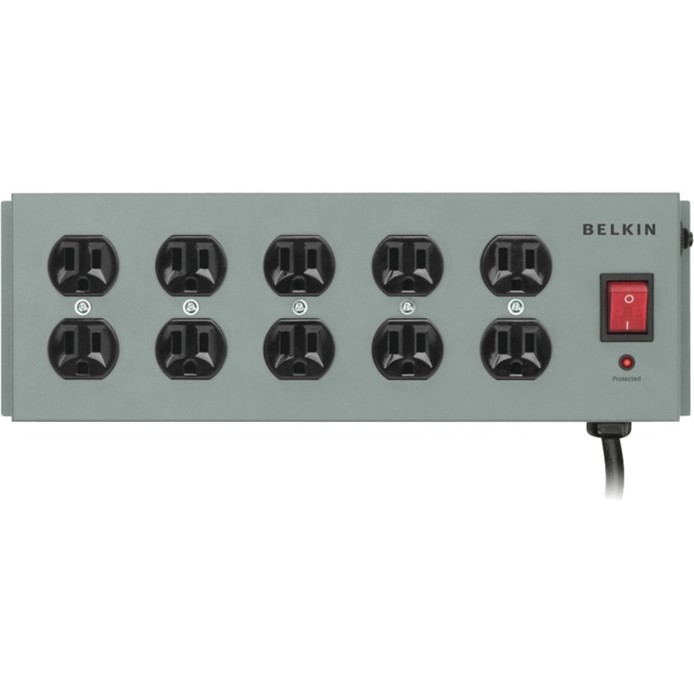 Belkin SurgeMaster F9D1000-15 10-Outlet Metal Surge Protector, 1-1/4', Gray MPN:F9D1000-15