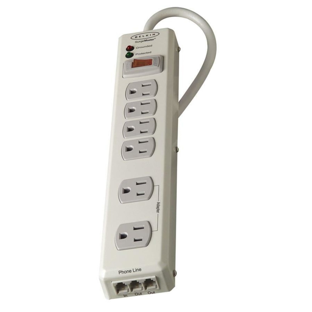 Belkin SurgeMaster Home Grade Surge Protector, 6 Outlets, 6-Foot Cord, 1045 Joules MPN:F9H620-06-MTL