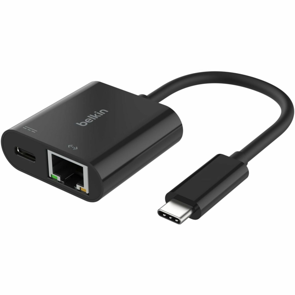 Belkin Connect USB-C to Ethernet + Charge Adapter 100W - USB Type C - Portable - Black MPN:INC019BTBK