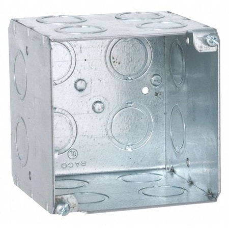 Electrical Box, 45 cu in, Square Box Type, 2 Gangs, Steel, Square Shape MPN:256
