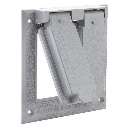 Box Cover, Double Gang Box Type, 2 Gang, Aluminum, Flip and Snap Cover Type MPN:5145-0