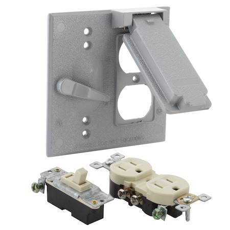 Box Cover, Switch Box Type, 2 Gang, Aluminum, Toggle Switch Cover Type MPN:5166-0WRTR