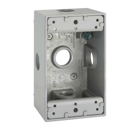 Weatherproof Electrical Box, 18.3 cu in, Outlet Box Type, 1 Gang, Aluminum, Rectangular Shape MPN:5323-0