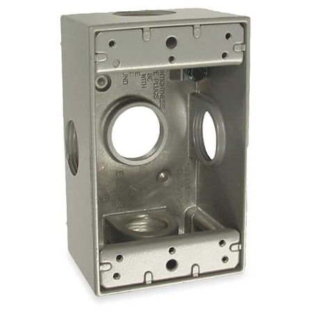 Weatherproof Electrical Box, 18.3 cu in, Outlet Box Type, 1 Gang, Aluminum, Rectangular Shape MPN:5332-0