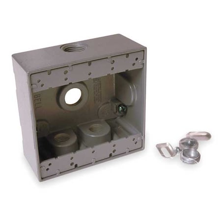Weatherproof Electrical Box, 31 cu in, Double Gang Box Type, 2 Gangs, Aluminum, Square Shape MPN:5343-0