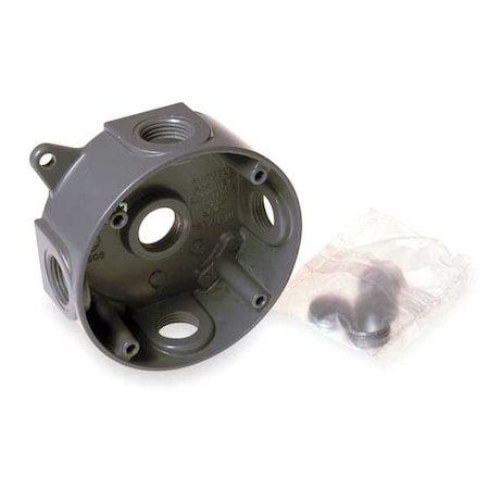 Weatherproof Electrical Box, 16 cu in, Splice Box Type, 2 Gangs, Aluminum, Round Shape MPN:5361-0