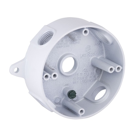 Electrical Box, 16 cu in, Round Box Type, 2 Gangs, Aluminum, Round Shape MPN:5361-1