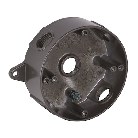 Electrical Box, 16 cu in, Round Box Type, 2 Gangs, Aluminum, Round Shape MPN:5361-2