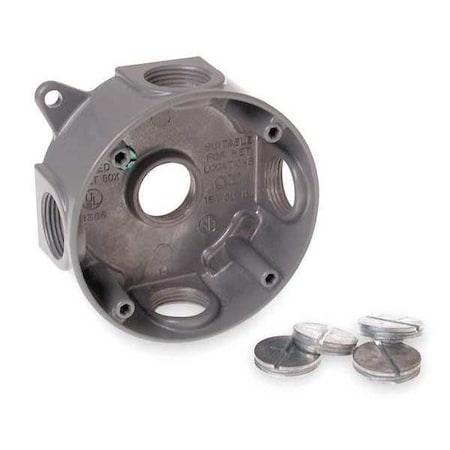 Weatherproof Electrical Box, 16 cu in, FSCC Box Type, 1 Gang, Aluminum, Round Shape MPN:5372-0