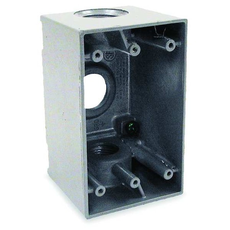 Weatherproof Electrical Box, 22.5 cu in, Single Gang Box Type, 1 Gang, Aluminum, Rectangular Shape MPN:5386-0