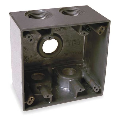 Weatherproof Electrical Box, 36 cu in, Double Gang Box Type, 2 Gangs, Aluminum, Square Shape MPN:5388-0