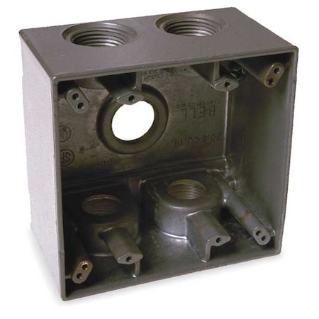 Weatherproof Electrical Box, 36 cu in, Double Gang Box Type, 2 Gangs, Aluminum, Square Shape MPN:5389-0